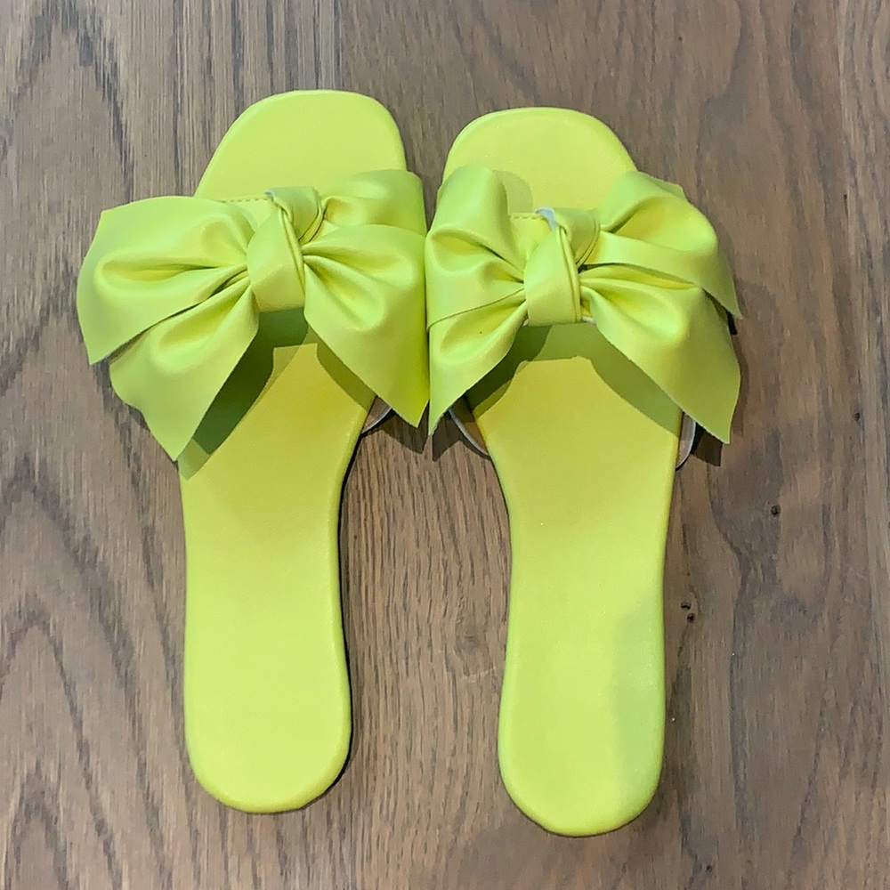 Chartreuse bow sandals